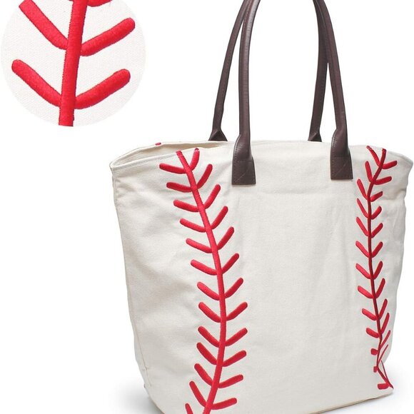 Baseball Bag for Women - Canvas Casual Shoulder Handbag for Softball, Gym, Trave - Picture 1 of 7